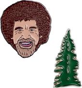 Bob Ross and Happy Tree - Enamel Pin Set of 2