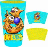 Dog and Cat Pint Glass - Catdog - Blue Inside