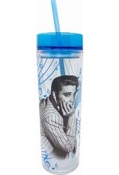 Elvis Presley - Tall 16 oz. Cup with Straw (Blue)