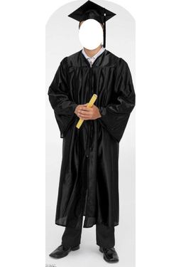 Male Graduate Black Cap & Gown - Cardboard Standup