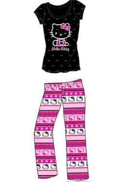 Hello Kitty - Black & Pink Logo - Pajama Set