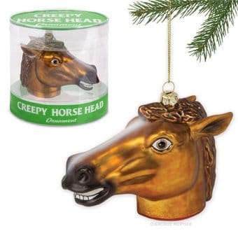 Creepy Horse Head Glass Ornament