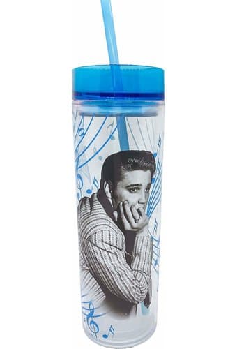 Elvis Presley - Tall 16 oz. Cup with Straw (Blue)