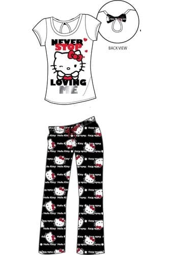Hello Kitty - Black & White Back Bow - Pajama Set