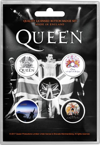 Queen - Freddie 5pc. Button Set Queen - Freddie 5pc. Button Set
