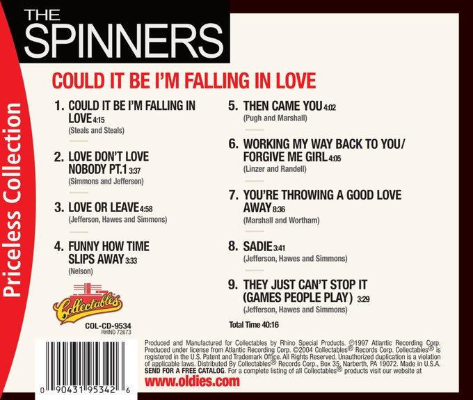 The Spinners Could It Be I'm Falling In Love & Other Favorites CD (2004) Collectables